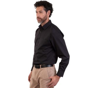 Camisa lisa slim fit Negra