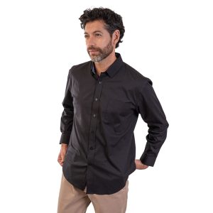 Camisa lisa regular fit Negra