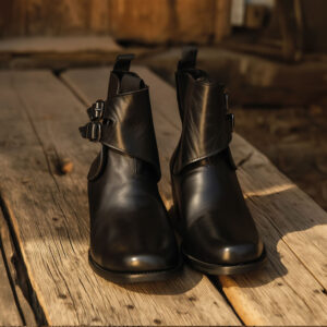 Bota Huaso Cuero Suela Goma con Hebilla