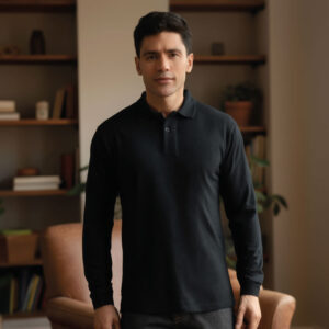 Polera Pique Manga Larga Hombre