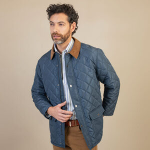 Chaqueta Clásica Acolchada con Rombos y Cuello de Cotelé