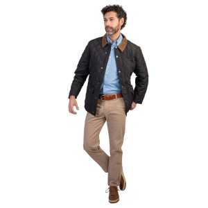 Chaqueta Clásica Acolchada con Rombos y Cuello de Cotelé